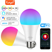 Load image into Gallery viewer, WiFi Smart Light Bulb 12w 15w Color Changing Light E27 RGB RGBW LED Bulb Dimmable Alexa Compatible Tuya Smart Life APP Google