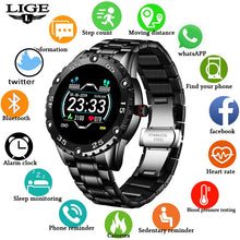 Load image into Gallery viewer, LIGE Men Smart Watch Heart Rate Monitoring Smartwatch Waterproof Fitness Tracker Pedometer Sport Smart Watch Men for Android ios
