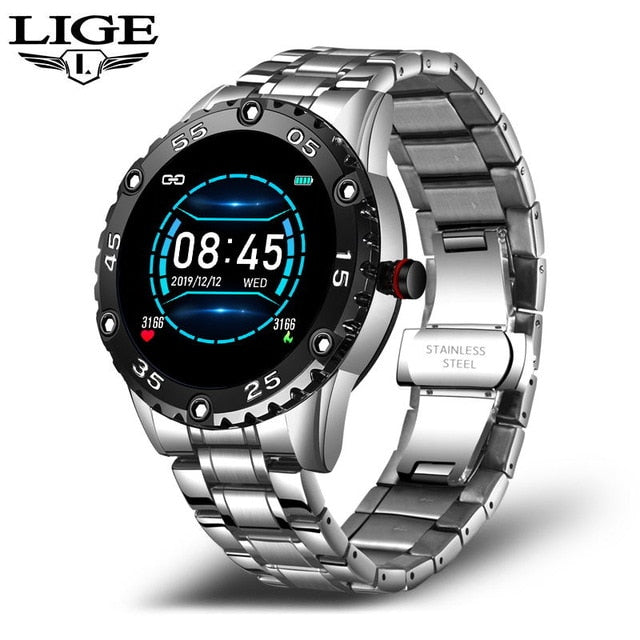 LIGE Men Smart Watch Heart Rate Monitoring Smartwatch Waterproof Fitness Tracker Pedometer Sport Smart Watch Men for Android ios