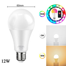 Load image into Gallery viewer, WiFi Smart Light Bulb 12w 15w Color Changing Light E27 RGB RGBW LED Bulb Dimmable Alexa Compatible Tuya Smart Life APP Google
