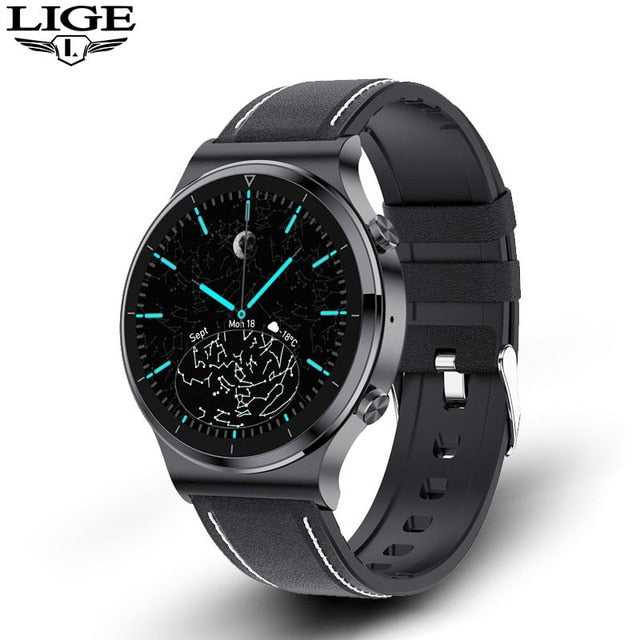 LIGE 2021 New Luxury brand mens watches Steel band Fitness watch Heart rate blood pressure Activity tracker Smart Watch For Men