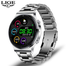 Charger l&#39;image dans la galerie, LIGE 2021 New Luxury brand mens watches Steel band Fitness watch Heart rate blood pressure Activity tracker Smart Watch For Men
